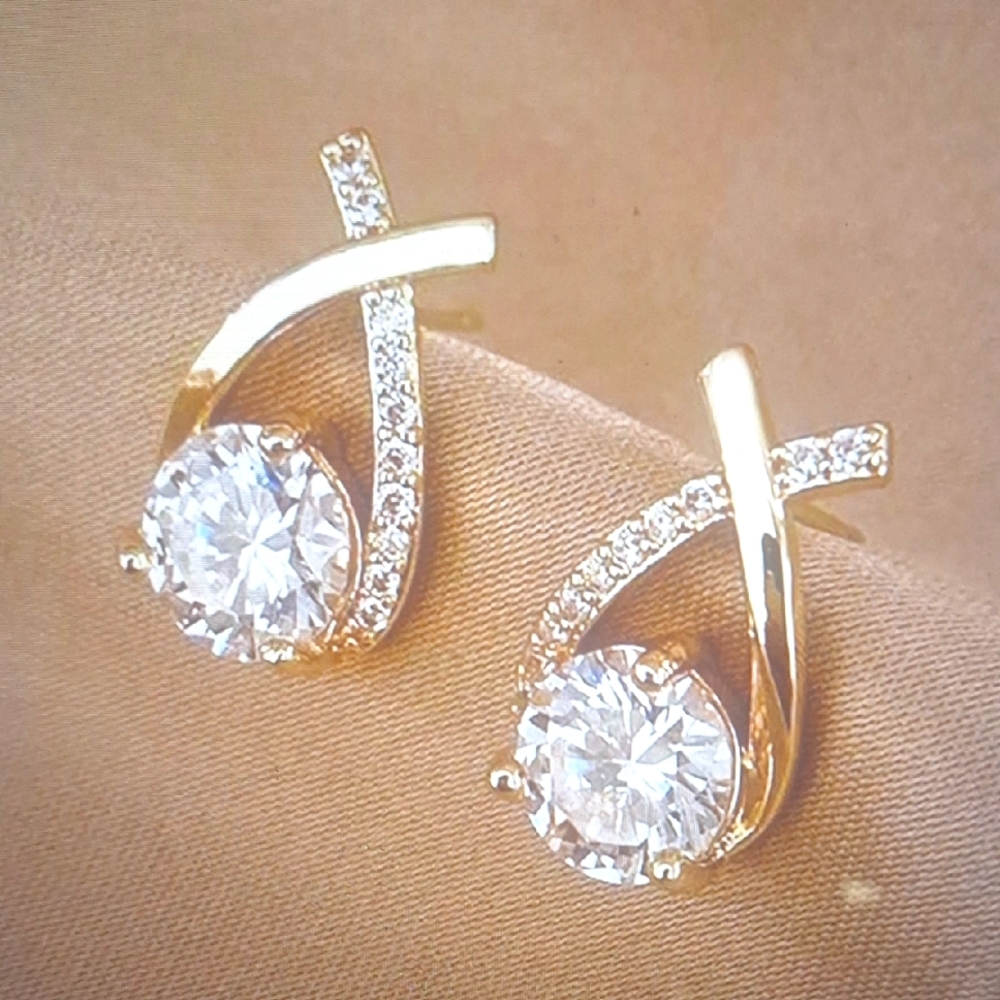 Elegant Gold and Silver Crystal Earrings